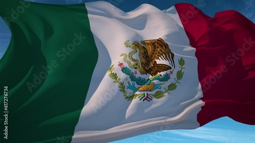 Waving flag loop. National flag of Mexico photo