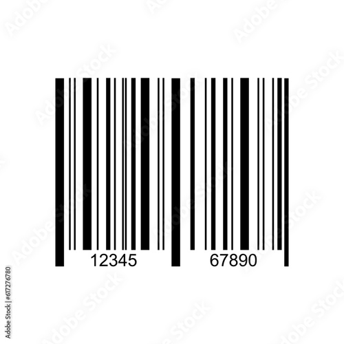 Barcode label example. Bar code template isolated on white background. Graphic data with product information. Vector illustration