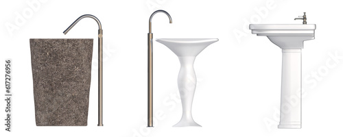 Fotografija Washbasin isolated on transparent background, sink, 3D illustration, cg render