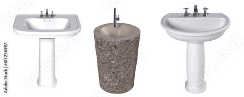Slika na platnu Washbasin isolated on transparent background, sink, 3D illustration, cg render