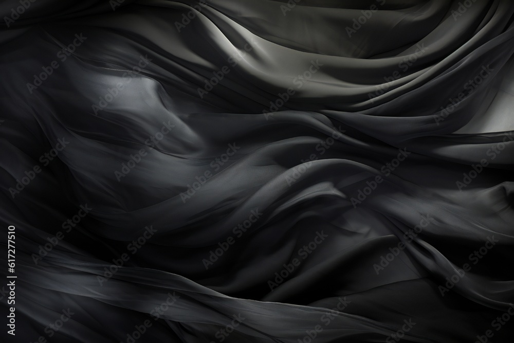 Black silk curtains textured wall backdrop Generative AI Black silk curtains textured wall backdrop Generative AI