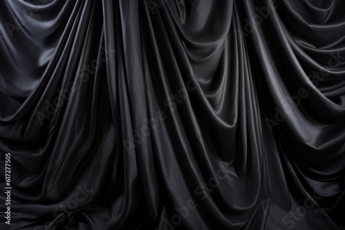 Black silk curtains textured wall backdrop Generative AI