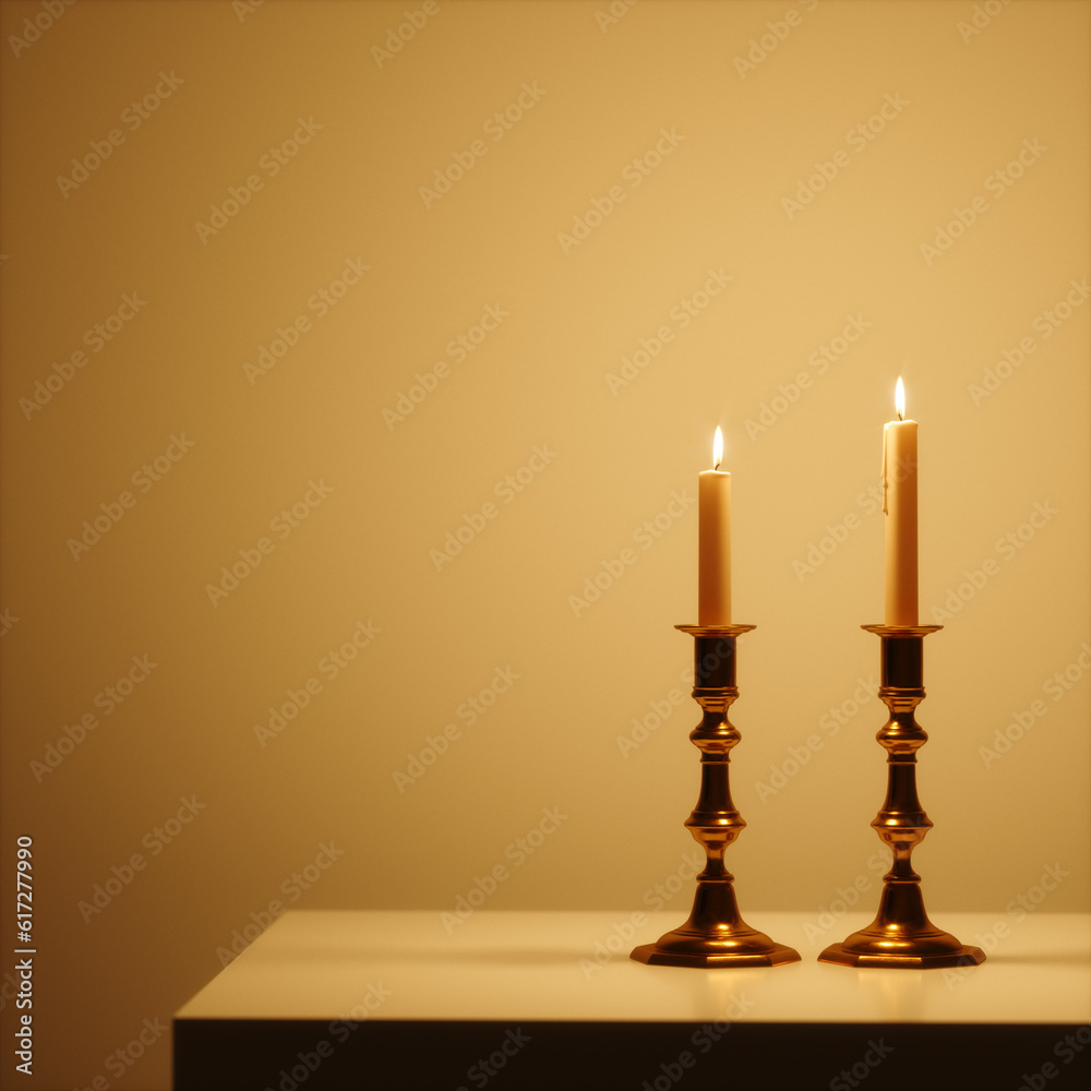 White Elegance: Twin Candles in a Serene Interior White Elegance: Twin Candles in a Serene Interior