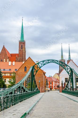 view of the old town and bridge, Wrocław, Poland 