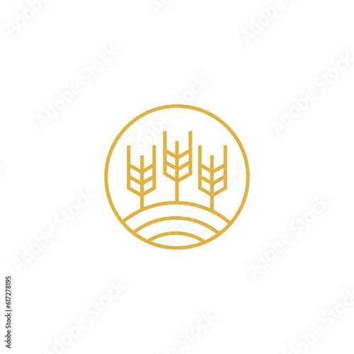wheat farm line art style logo