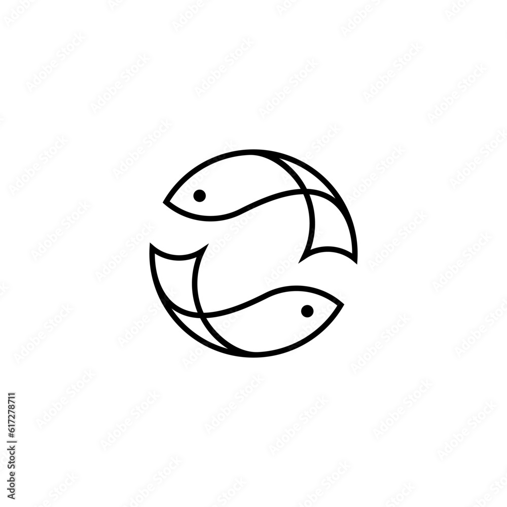 fish line art style logo with circular shape fish line art style logo with circular shape