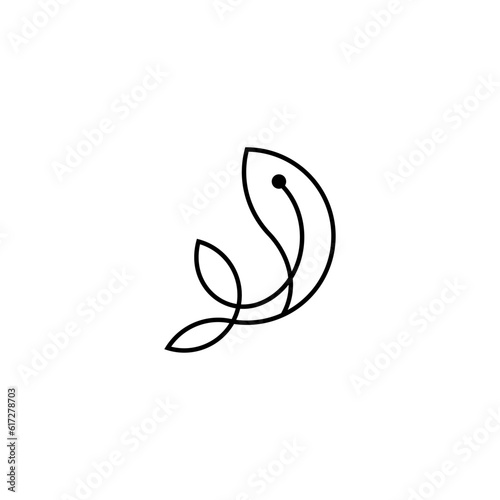 Simple fish line art style logo