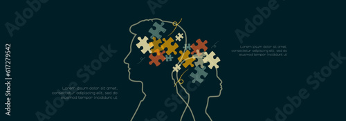 People with puzzles. Modern concept.
