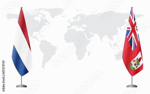 Netherlands and Bermuda flags for official meeting