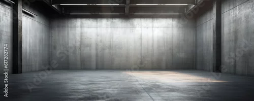 Panel kuchenny z motywem Website slide backdrop empty dark gray industrial concrete scene with floor and back wall and light rays Generative AI