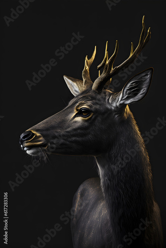 Aesthetic black golden deer