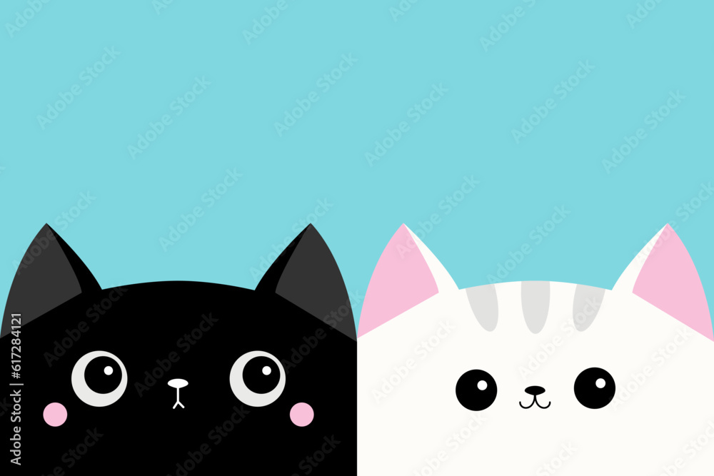 Cute cartoon cat face icon on white background Vector Image