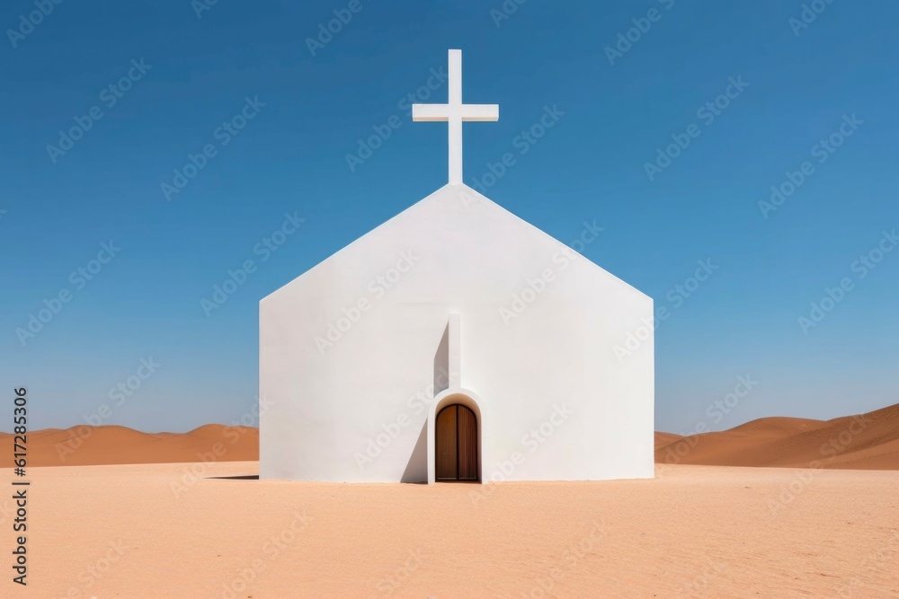 Chapel and cross in the middle of the desert. Bring His word Chapel and cross in the middle of the desert. Bring His word