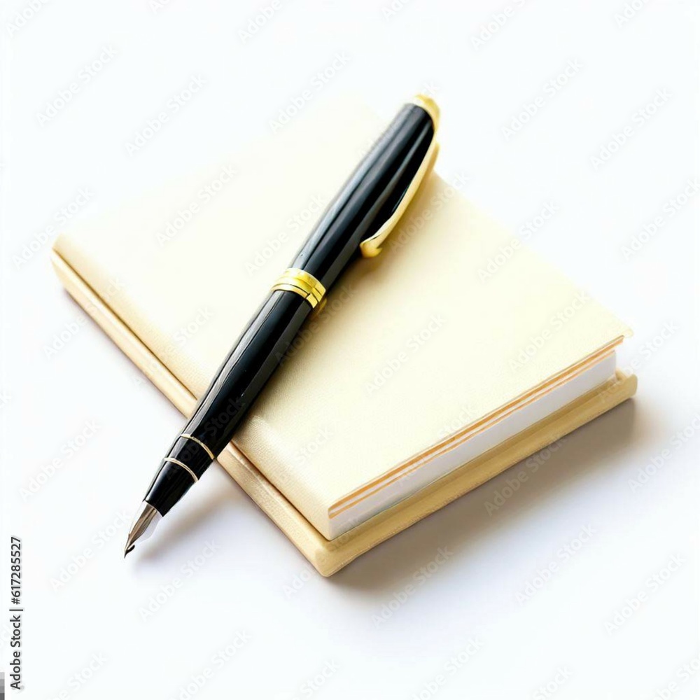 picture of notebook and pen in white background picture of notebook and pen in white background