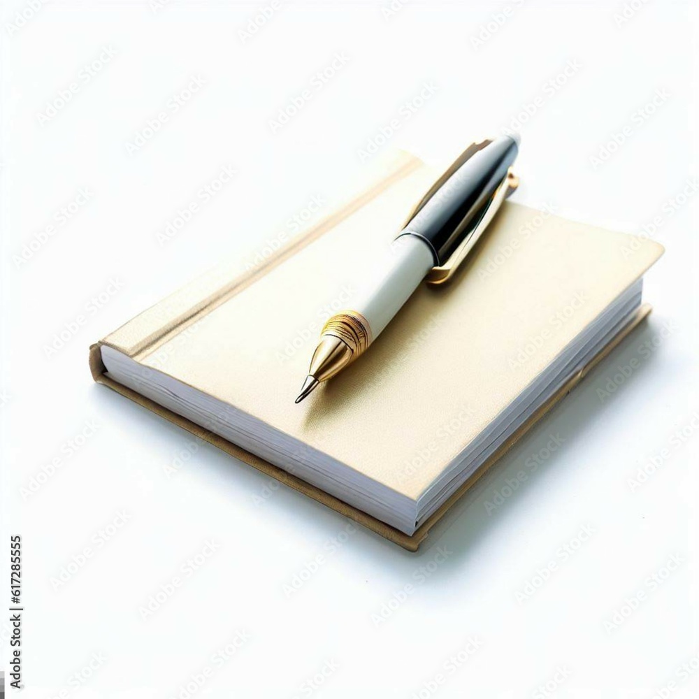 picture of notebook and pen in white background picture of notebook and pen in white background
