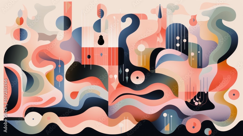 Obraz premium Harmony in Diversity: An abstract graphic showcasing diverse shapes merging into a unified whole, representing the beauty of inclusivity and social responsibility | generative ai