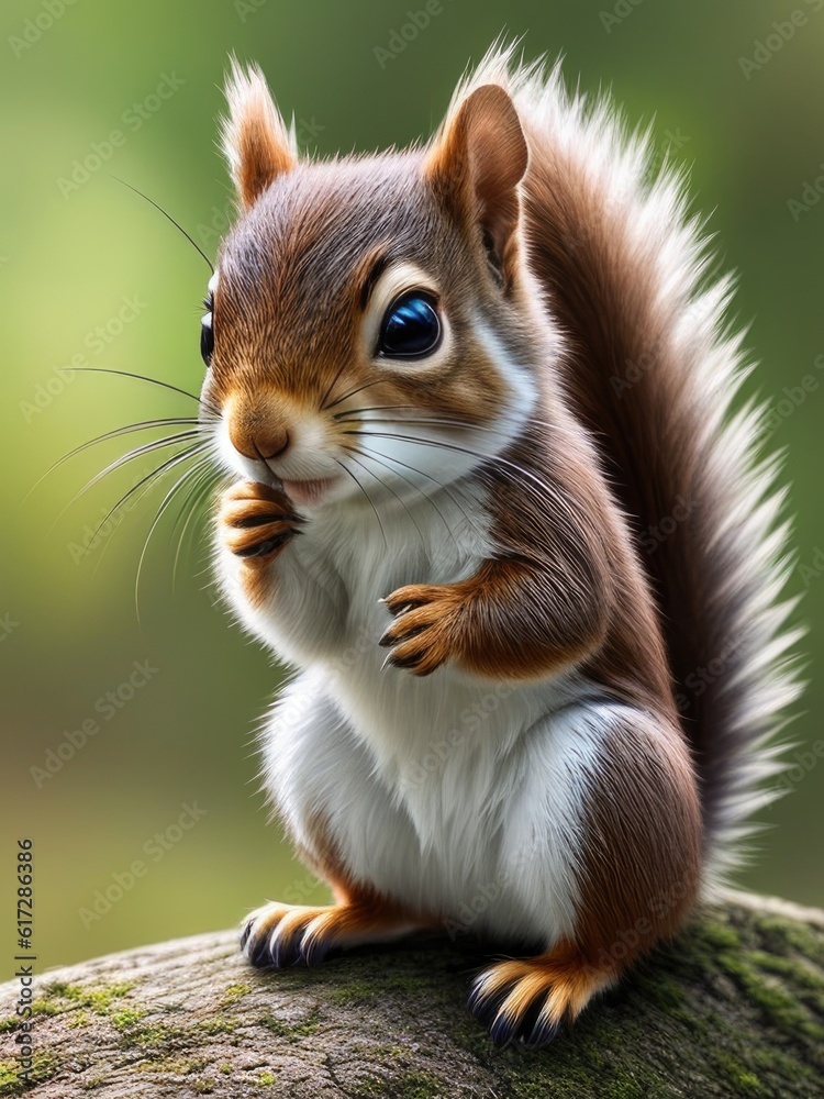 Obraz premium Cute adorable little squirrel cub, Generative AI