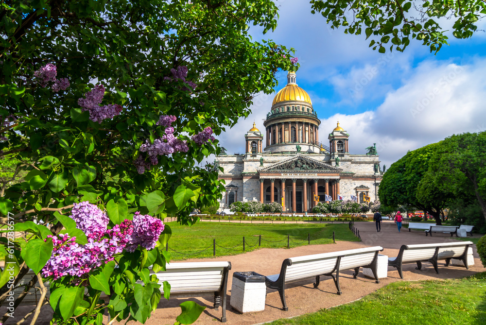 St. Petersburg, Russia - may 2023: St. Isaac's Cathedral in spring