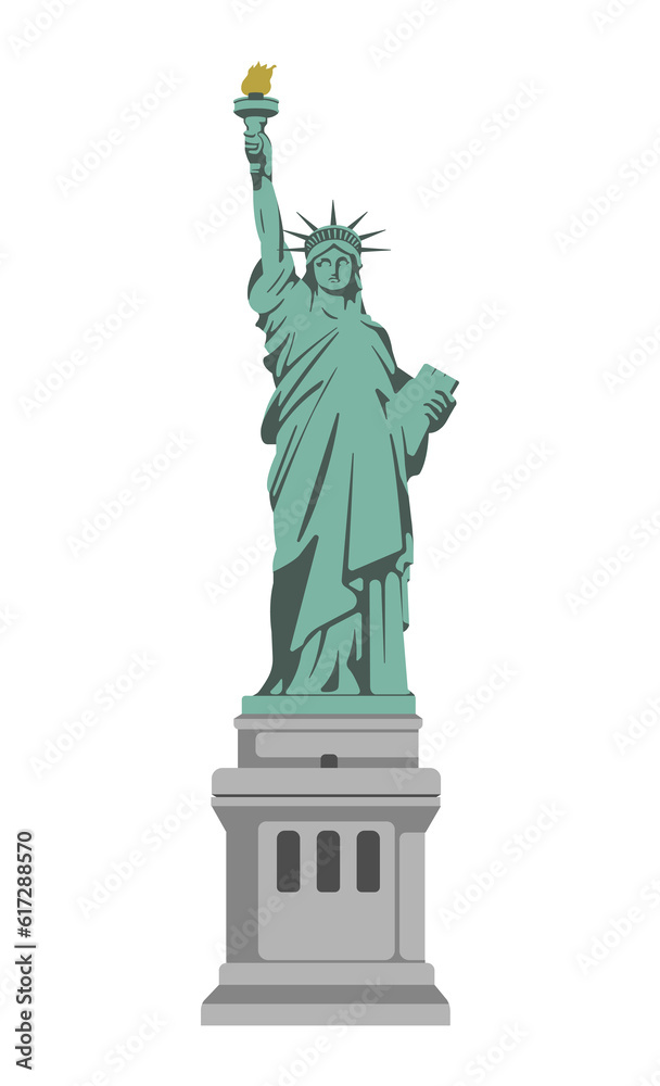 Fototapeta premium Statue of liberty - USA, New York / World famous buildings illustration / png
