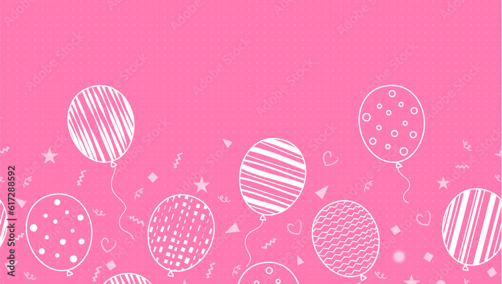 Balloons seamless vector design. Birthday party balloon in pink color background for party celebration. Vector illustration wallpaper birthday decoration.