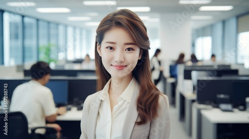 Young Asian Businesswoman confidence team leader business looking camera and smile in modern office room with blurred background.