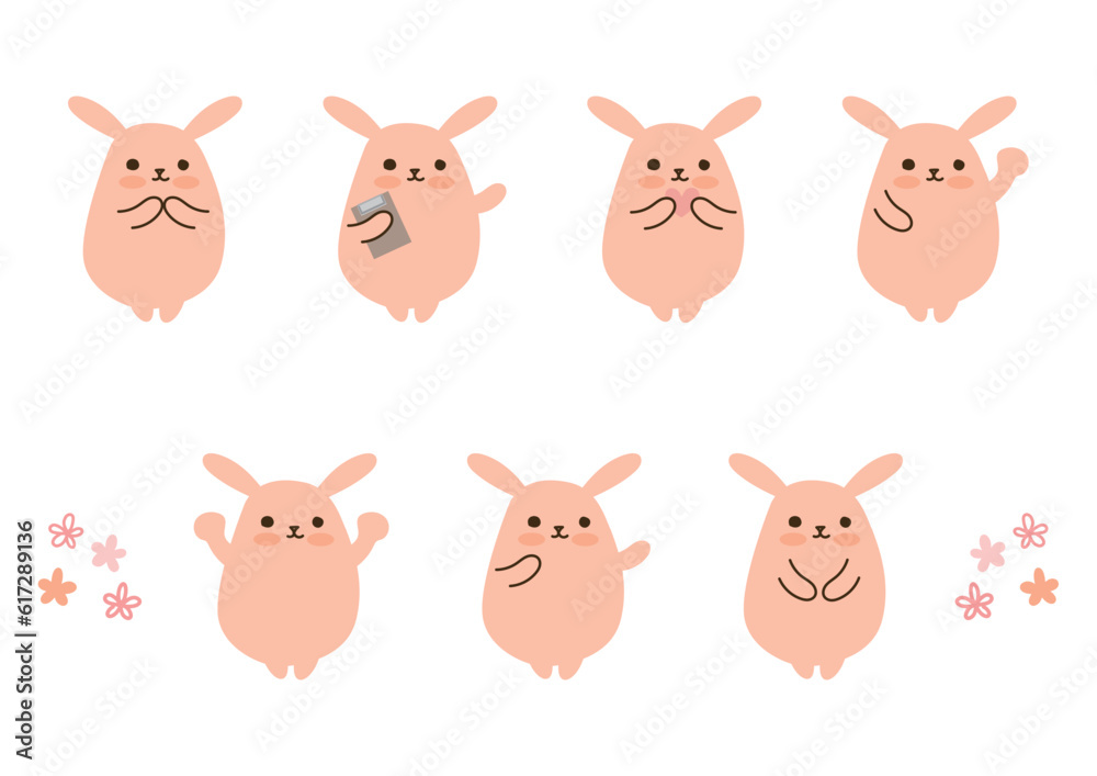 Obraz premium かわいいうさぎ、セット