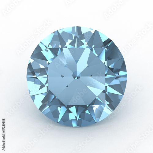 Round Euro Diamond Cut Aquamarine Gemstone