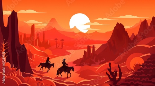 Paper cut art illustration  western background. AI generative image.