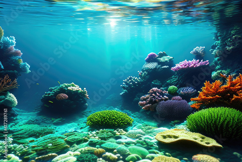 Sea Underwater Colorful Background. generative AI © magr80