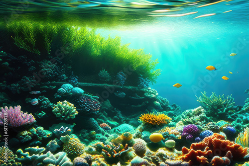 Sea Underwater Colorful Background. generative AI