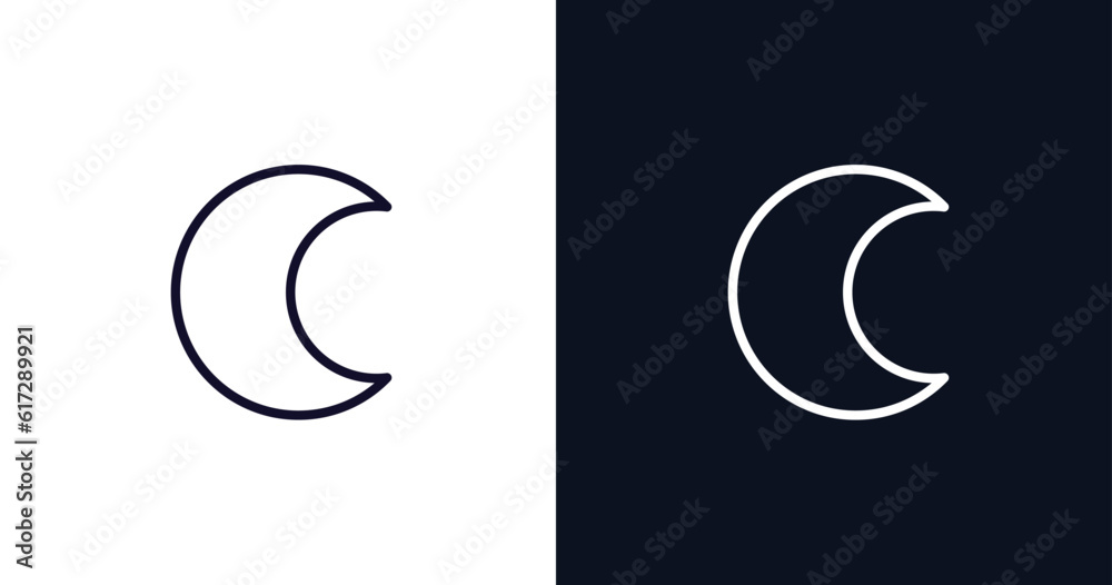 waxing moon icon. Thin line waxing moon icon from weather collection. Outline vector isolated on dark blue and white background. Editable waxing moon symbol can be used web and mobile waxing moon icon. Thin line waxing moon icon from weather collection. Outline vector isolated on dark blue and white background. Editable waxing moon symbol can be used web and mobile