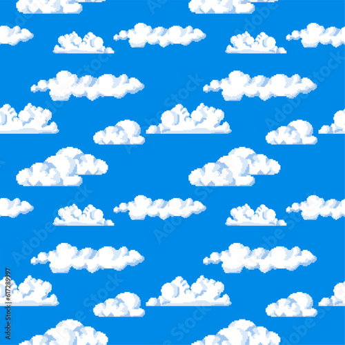 Fototapeta Naklejka Na Ścianę i Meble -  Cloudy sky, pixelated cloudscape of nature vector