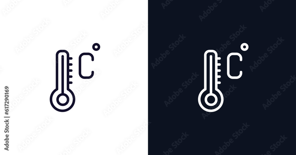 degree icon. Thin line degree icon from weather collection. Outline vector isolated on dark blue and white background. Editable degree symbol can be used web and mobile degree icon. Thin line degree icon from weather collection. Outline vector isolated on dark blue and white background. Editable degree symbol can be used web and mobile