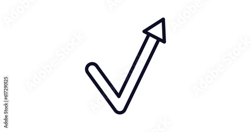 check mark arrow icon. Thin line check mark arrow icon from user interface collection. Outline vector isolated on white background. Editable check mark arrow symbol can be used web and mobile