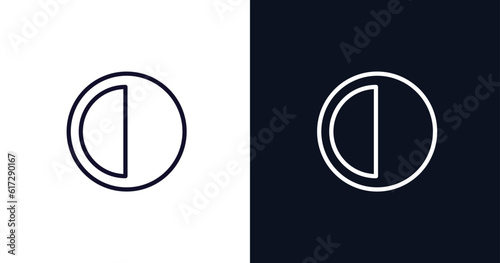 last quarter icon. Thin line last quarter icon from weather collection. Outline vector isolated on dark blue and white background. Editable last quarter symbol can be used web and mobile