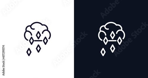 ice pellets icon. Thin line ice pellets icon from weather collection. Outline vector isolated on dark blue and white background. Editable ice pellets symbol can be used web and mobile