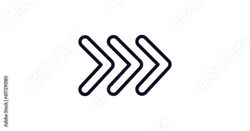 three arrows icon. Thin line three arrows icon from user interface collection. Outline vector isolated on white background. Editable three arrows symbol can be used web and mobile