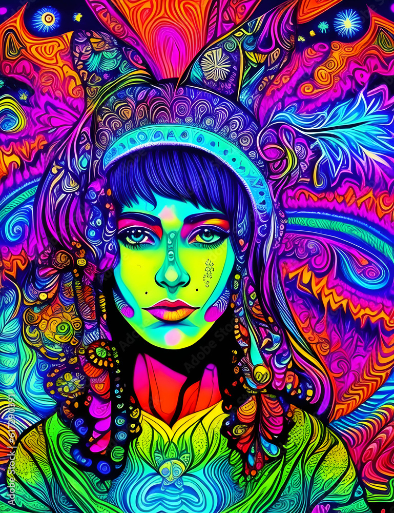 portrait of a Psychedelic woman
