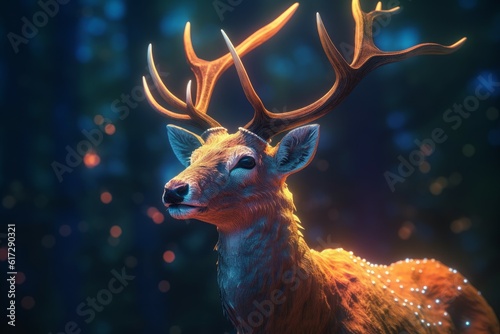 Deer glowing. Generate Ai © nsit0108
