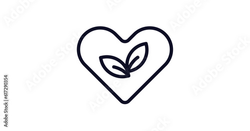 ecologic heart icon. Thin line ecologic heart icon from user interface collection. Outline vector isolated on white background. Editable ecologic heart symbol can be used web and mobile