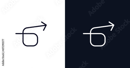 right loop arrow icon. Thin line right loop arrow icon from user interface collection. Outline vector isolated on dark blue and white background. Editable right loop arrow symbol 