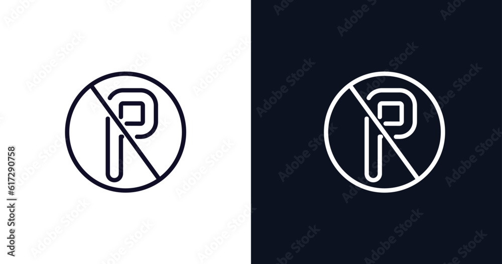 no parking sign icon. Thin line no parking sign icon from traffic signs collection. Outline vector isolated on dark blue and white background. Editable no parking sign symbol no parking sign icon. Thin line no parking sign icon from traffic signs collection. Outline vector isolated on dark blue and white background. Editable no parking sign symbol