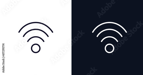 signal sign icon. Thin line signal sign icon from traffic signs collection. Outline vector isolated on dark blue and white background. Editable signal sign symbol can be used web and mobile
