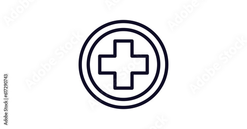 hospital sign icon. Thin line hospital sign icon from traffic signs collection. Outline vector isolated on white background. Editable hospital sign symbol can be used web and mobile