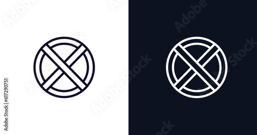 no stopping sign icon. Thin line no stopping sign icon from traffic signs collection. Outline vector isolated on dark blue and white background. Editable no stopping sign symbol