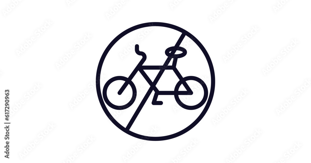 no bicycle icon. Thin line no bicycle icon from traffic signs collection. Outline vector isolated on white background. Editable no bicycle symbol can be used web and mobile no bicycle icon. Thin line no bicycle icon from traffic signs collection. Outline vector isolated on white background. Editable no bicycle symbol can be used web and mobile