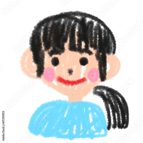 子どもが描いたような、女性の似顔絵