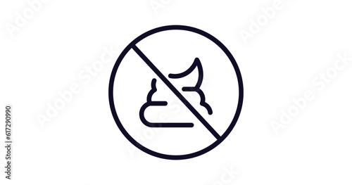 no pooping icon. Thin line no pooping icon from traffic signs collection. Outline vector isolated on white background. Editable no pooping symbol can be used web and mobile