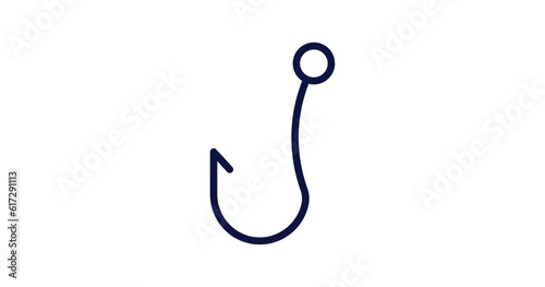 fish and hook icon. Thin line fish and hook icon from summer collection. Outline vector isolated on white background. Editable fish and hook symbol can be used web and mobile