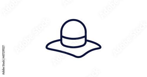 pamela hat icon. Thin line pamela hat icon from summer collection. Outline vector isolated on white background. Editable pamela hat symbol can be used web and mobile